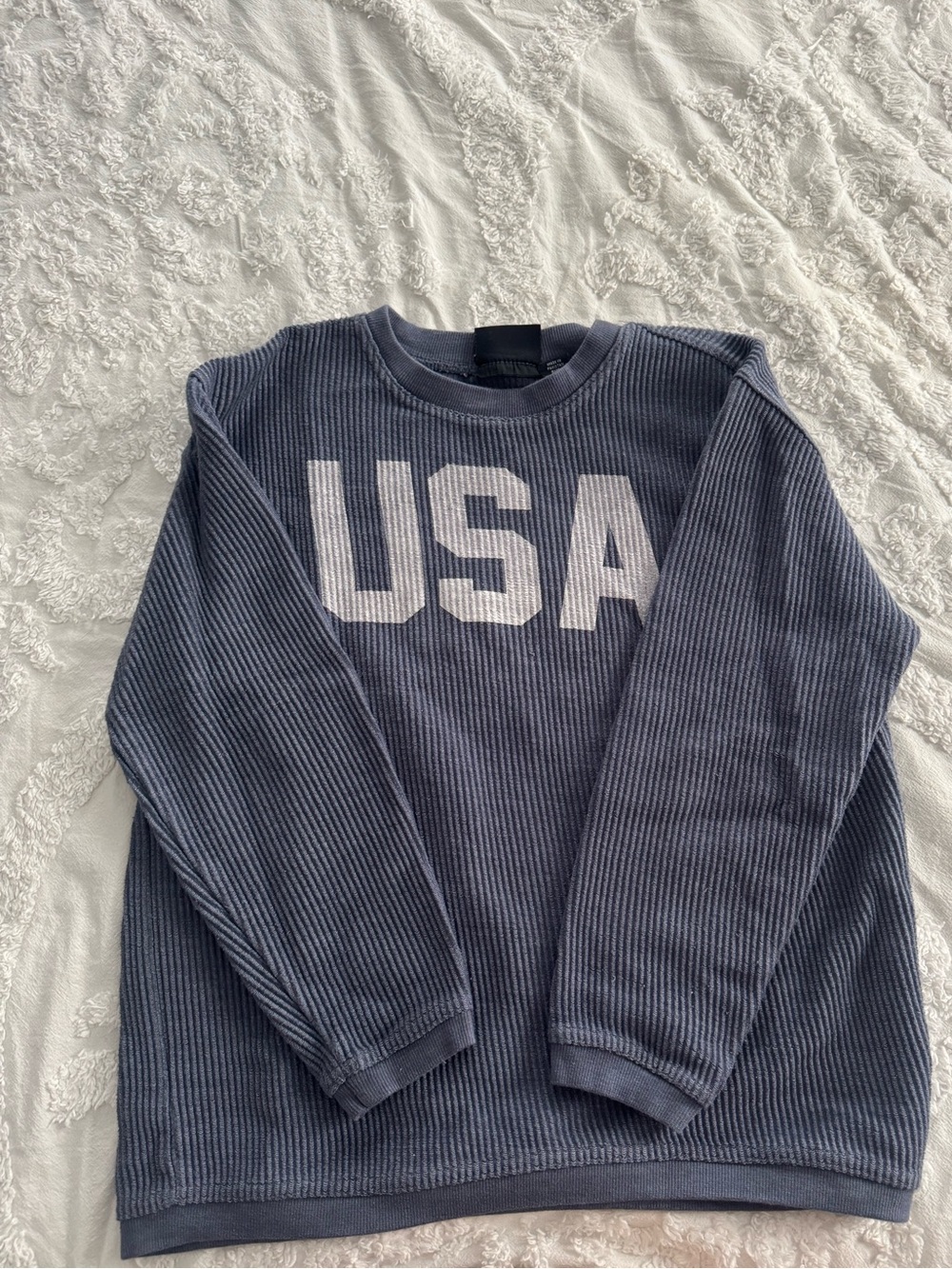 USA Graphic Ribbed Knit Sweater Blue